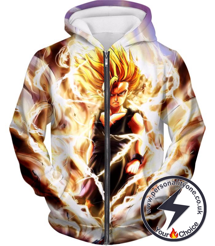 Dragon Ball Super Awesome Gohan Ultimate Super Saiyan 2 Cool Graphic Action Zip Up Hoodie